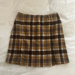 Plaid Brown Tan Skirt